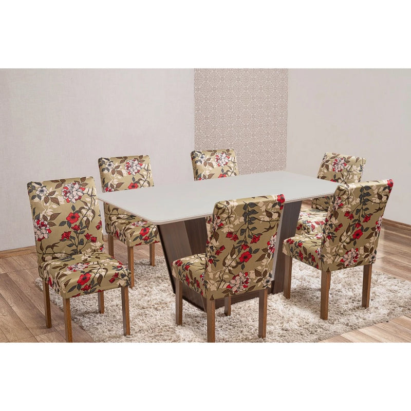 Capa Cadeira Estampada Mesa Jantar 6 Lugares Super Luxo