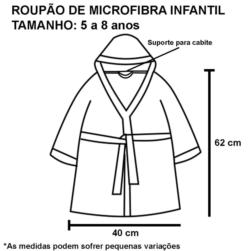 Roupão Plush Infantil Microfibra Aconchegante Unissex 05 a 08 Anos Promoção